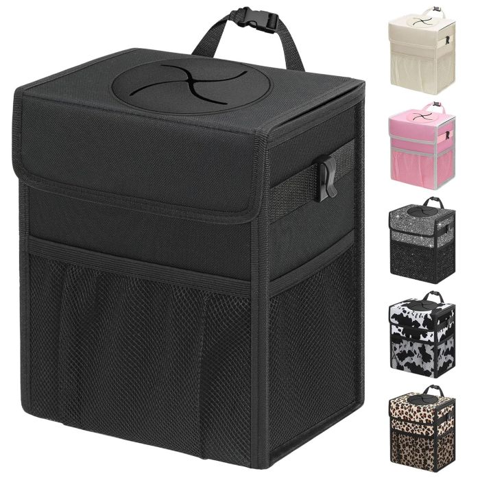 Capolo Car Trash Can with Lid Leakproof Hanging Garbage Bin
